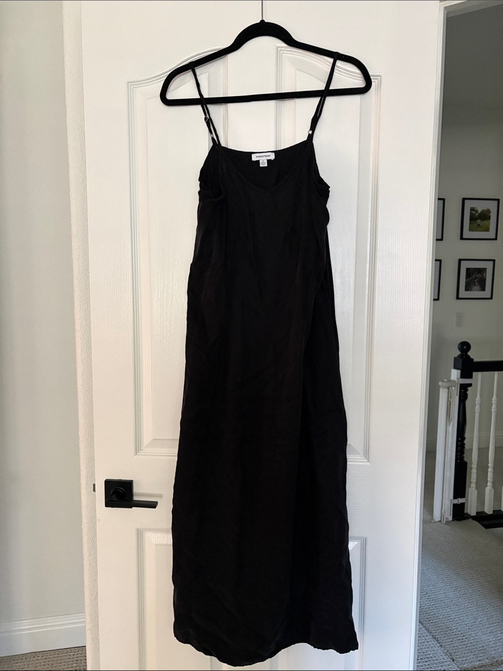 Nordstrom Black V-Neck Slip Midi Dress - Picture 2 of 3